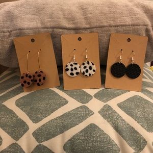 Faux leather earrings.